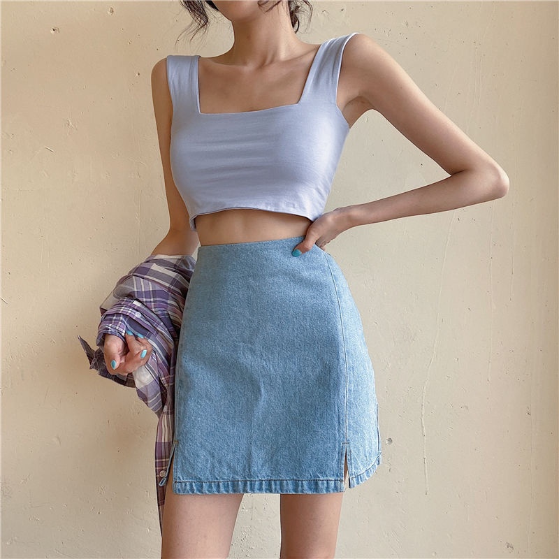 Chân váy chữ A lưng cao vải Jean thời trang | BigBuy360 - bigbuy360.vn