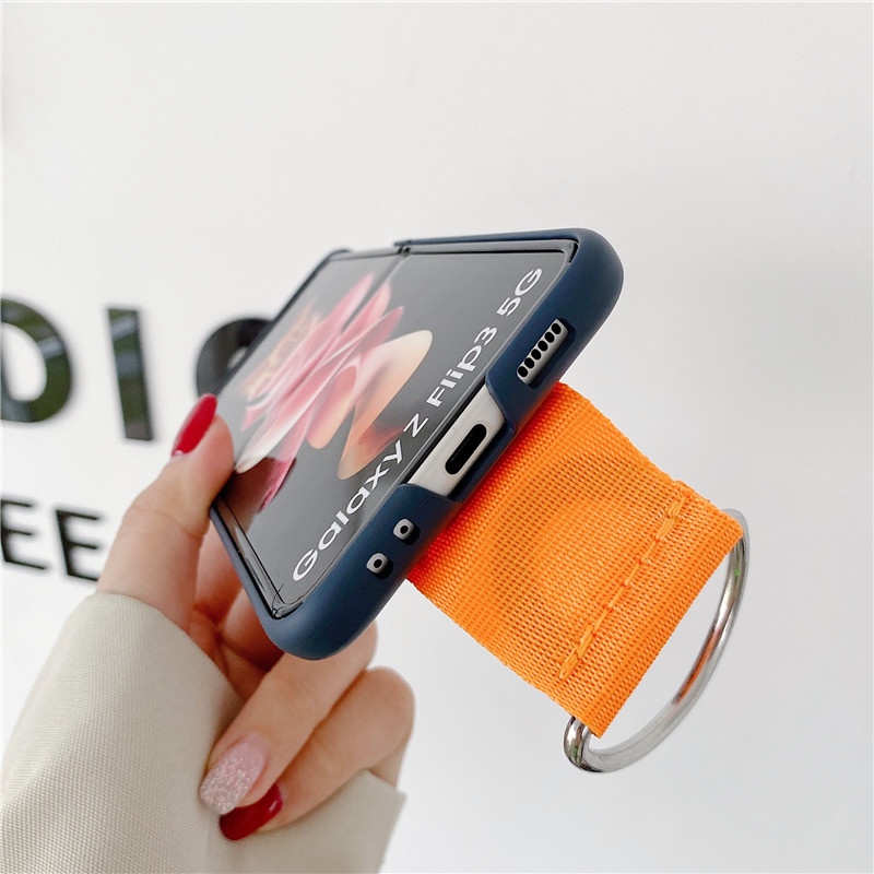 Ốp Điện Thoại PC Cứng Có Vòng Đeo Tay Chống Sốc Cho Samsung Galaxy Z Flip 3 5G Z Flip3 Zflip3 Samsung Z Flip3