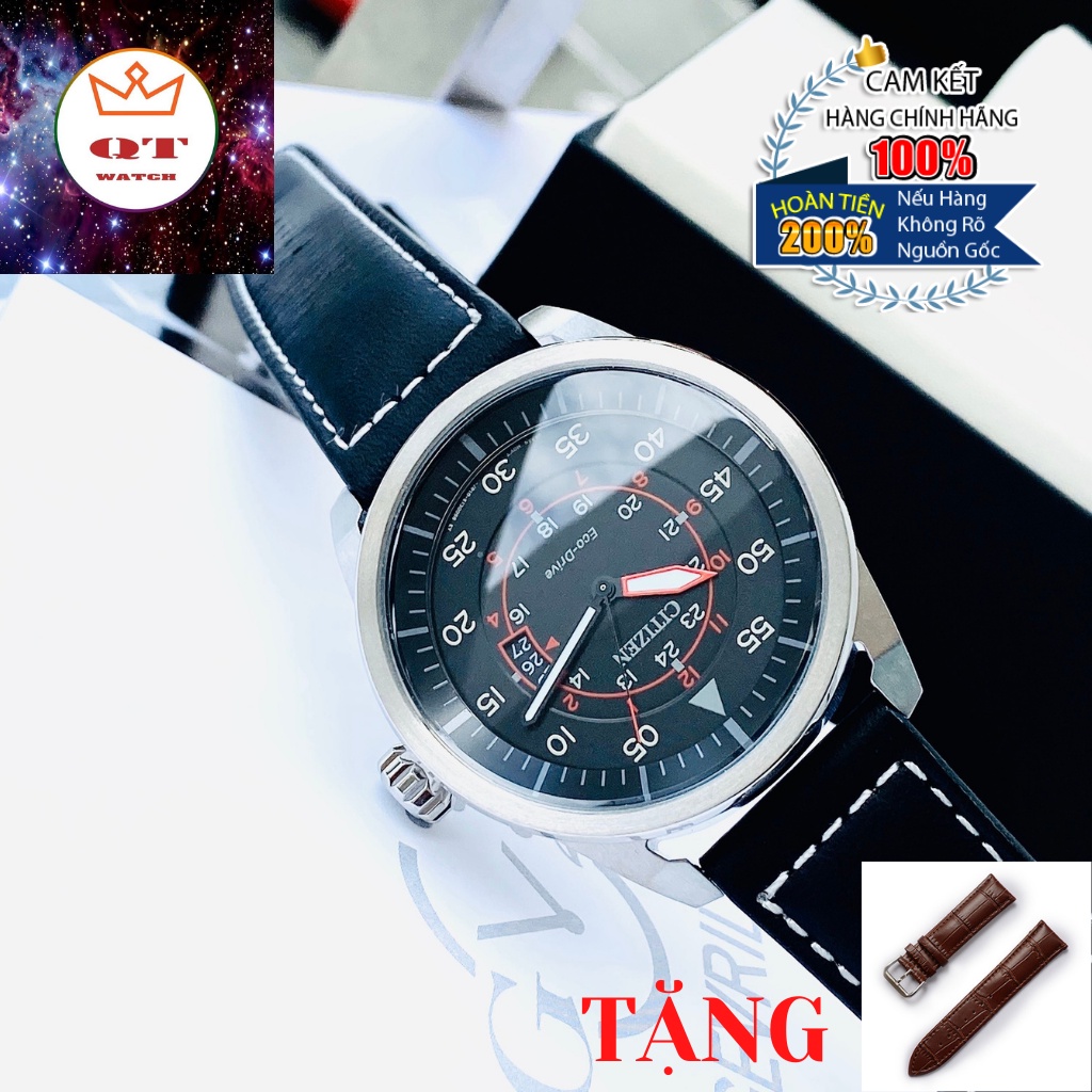 Đồng Hồ Nam CITIZEN AW1361-01E Eco-Drive Avion Calendar Black Chính Hãng Tặng Dây Da Cao Cấp