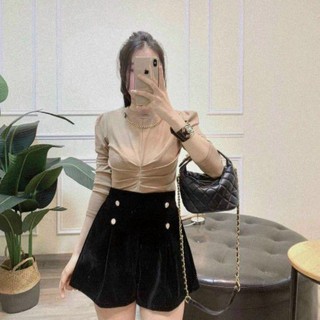 Áo Len Kiểu, Dài Tay, Nhúm Eo