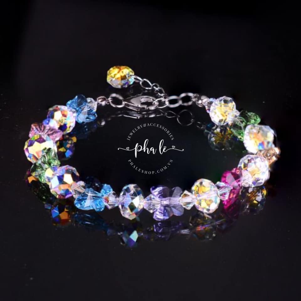 Vòng Tay Pha Lê Bướm Màu S08mm - Tròn Dẹp Được Thiết Kế Từ Pha Lê Swarovski
