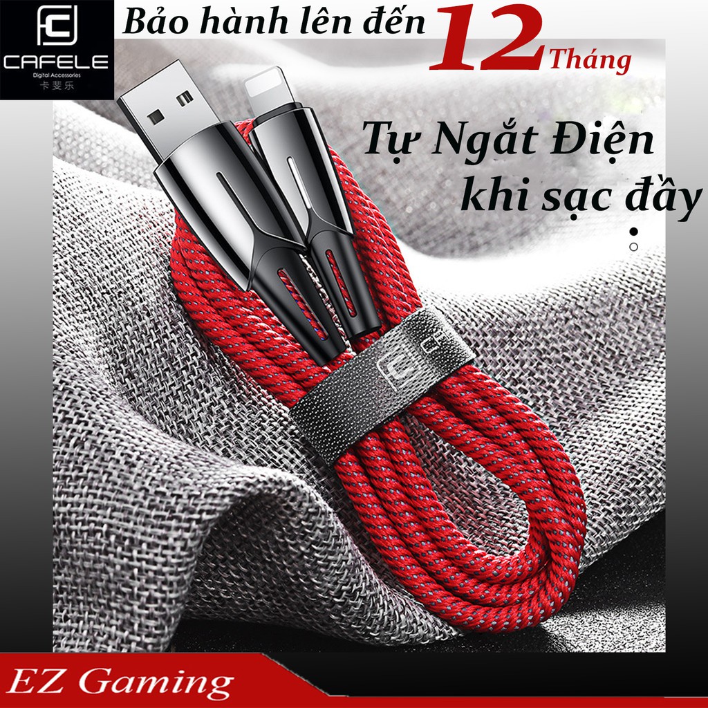 Cáp sạc lightning CAFELE tự ngắt khi sạc đầycho iphone, ipad...mẩu mới 2019