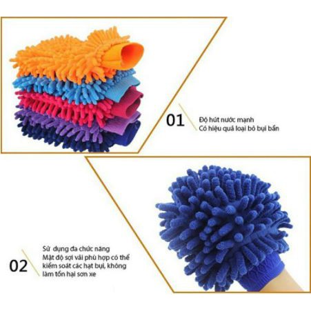 Găng Tay, Bao Tay San Hô Microfiber Chuyên Dụng Lau, Rửa Xe Ô Tô Siêu Mịn, Tiện Dụng