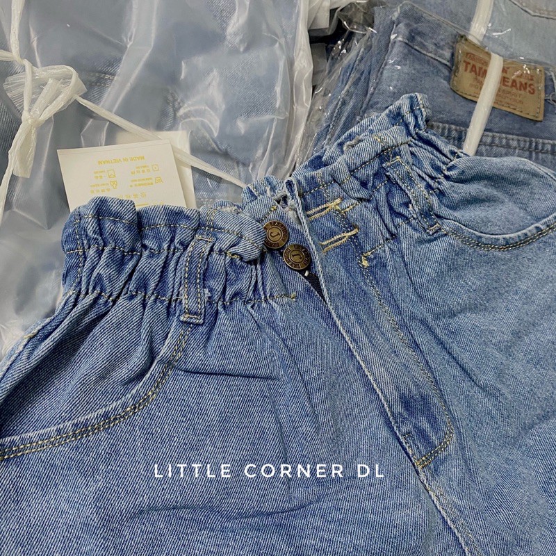 Quần đùi short jean lưng chun co dãn hai nút quảng châu có sẵn