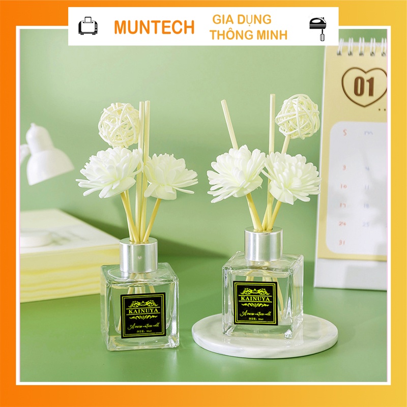 Lọ tinh dầu thơm để phòng thiên nhiên khuếch tán có hoa giả decor sang trọng giúp thư giãn khử mùi 50ml MUNTECH TD02