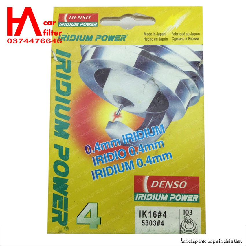 Bugi Denso Iridium Power IK16. Bảo hành 6 tháng. Ren 14 - giắc 16 - đầu iridium.