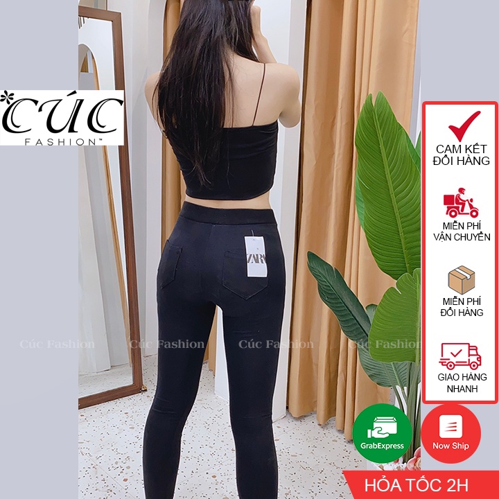 Quần legging dài nữ Cúc Fashion vải thun cao cấp giữ nhiệt leggin thun cạp cao ôm bó vải dày dặn bigsize QL08