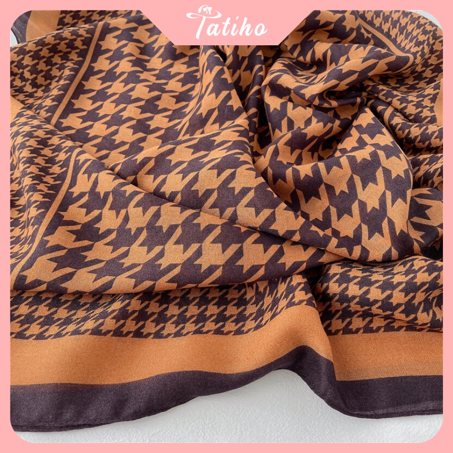 Khăn Choàng Quàng Cổ Lụa Cao Cấp Caro Sang Trọng - Chất Liệu Lanh - 90x190cm - Mã KS006