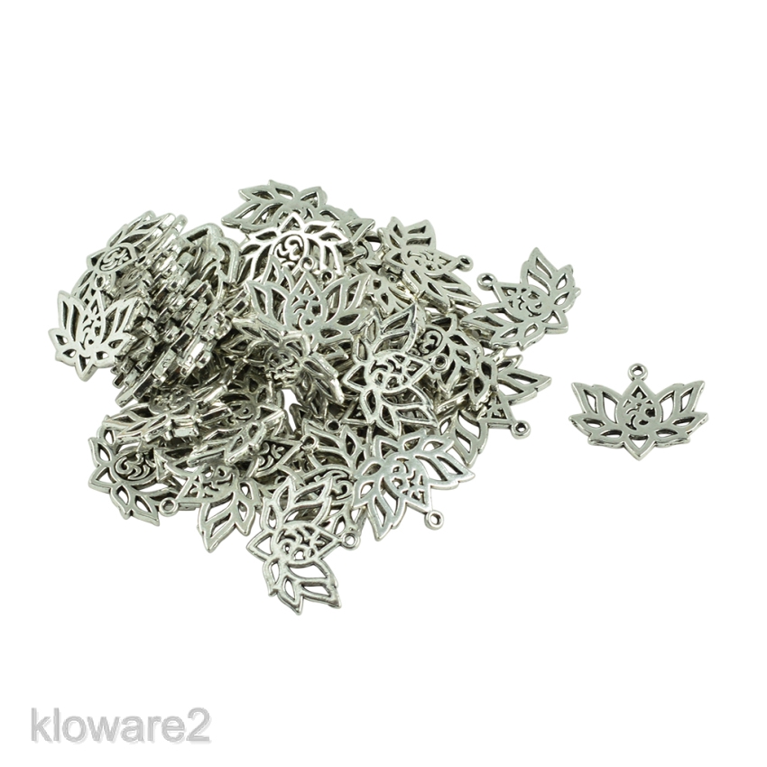 [KLOWARE2] 10Pcs Tibetan Silver Tone Lotus Flower Charms Pendants For Jewelry Making