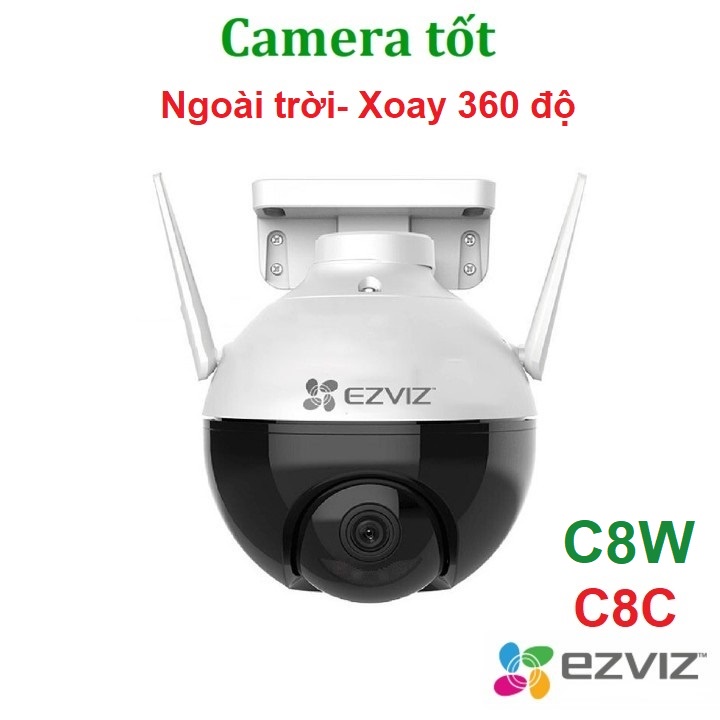 Camera WiFi Ezviz C8C 1080P 2MP / C8W 4MP 2K / C8PF Mắt kép IP Ngoài trời , Xoay 360 độ