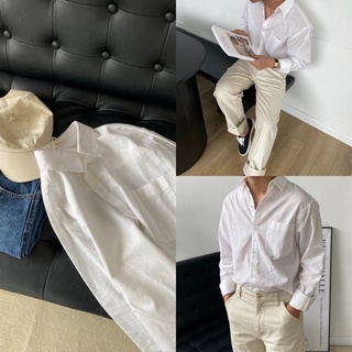 [Linen] [Rẻ vô địch] [Ảnh thật] ÁO SƠ MI NAM - HEEBYOHI - Màu Trắng Ngà Linen (heebyohi)