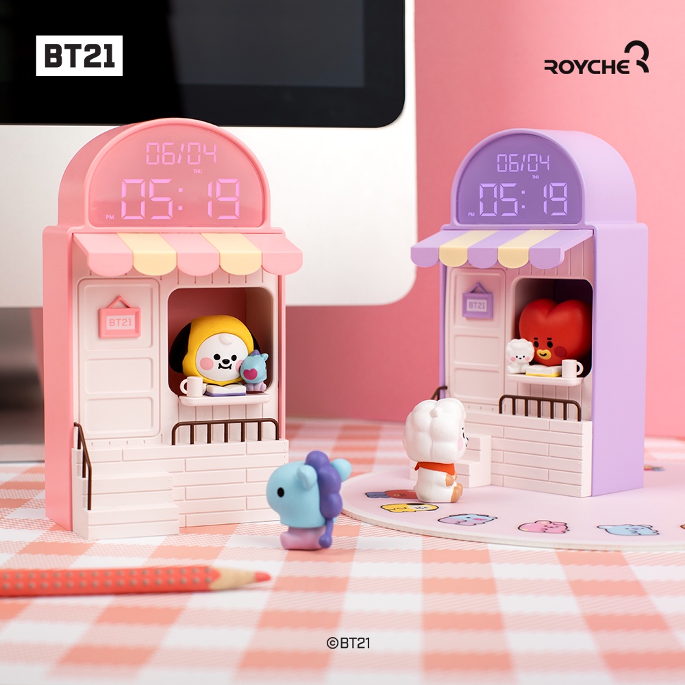 Đồng hồ điện tử BT21 My little buddy Digital Clock hình quán caffe có đèn led