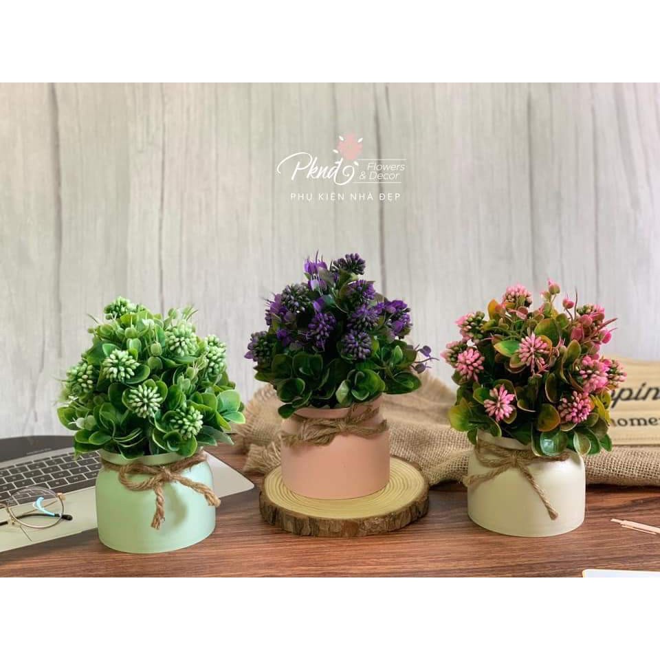 Chậu hoa giả để bàn đẹp trang trí PKND FLOWERS &amp; DECOR