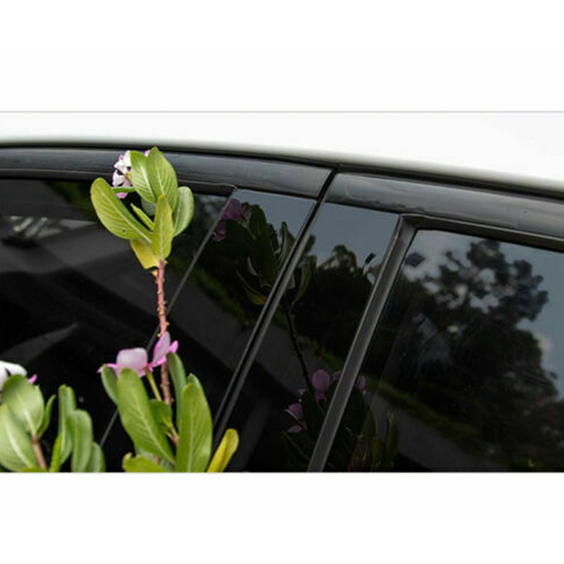 Bộ 6 Miếng Dán Màu Đen Bằng PC Họa Tiết Sợi Carbon Trang Trí Cửa Sổ Xe Hơi Toyota Fortuner 2016-2023