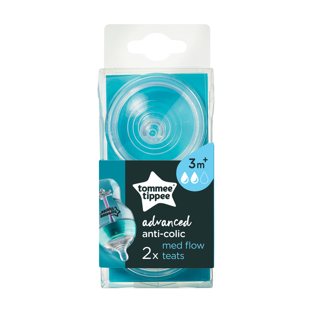 Núm ty silicon thay bình sữa Tommee Tippee Advanced Anti-Colic Medium Flow 3-6 tháng (vỉ đôi)