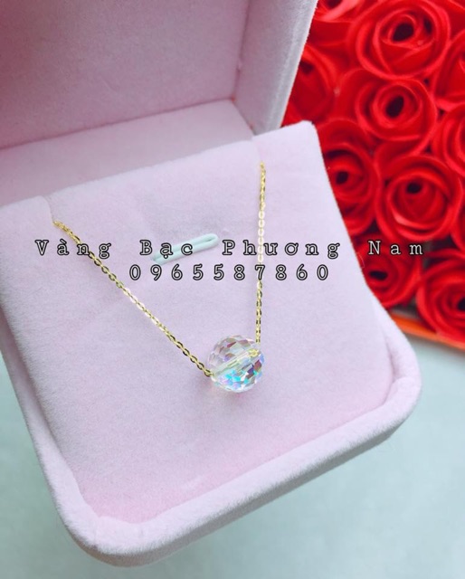 Dây chuyền đá tròn pha lê 10k