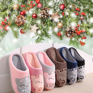 DÉP LÔNG UNISEX ULZZANG ĐẾ CAO SU CAO CẤP MÈO THẦN TÀI CƯC DỄ THƯƠNG