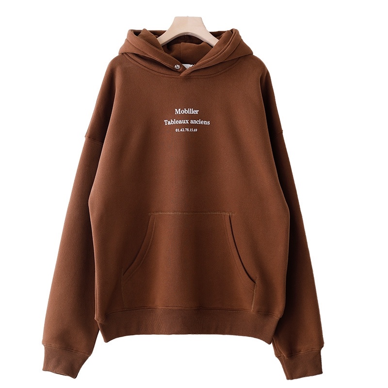 Áo Hoodie Kèm Mũ, Chất Nỉ Ngoại Cao Cấp In Chữ Trước Phong Cách UNISEX Form Rộng 2022 Màu Nâu Cực Trẻ Trung