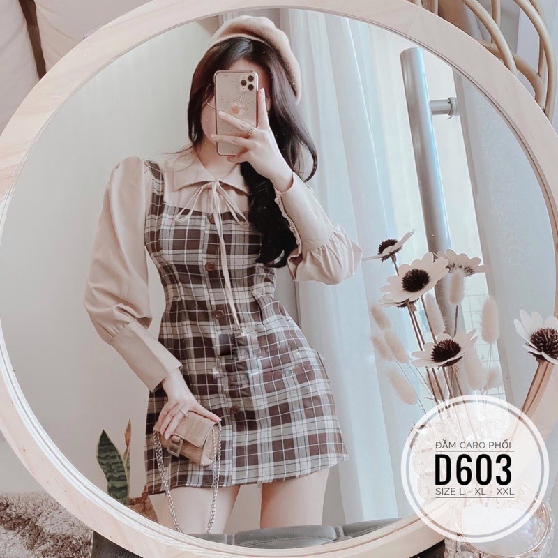 Bigsize Đầm caro phối D603 | BigBuy360 - bigbuy360.vn