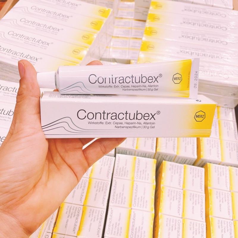 Kem bôi liền sẹo Contractubex Đức 30g và Balan 20g làm mờ  sẹo lồi, sẹo lõm, vết thâm bỏng bô xe máy
