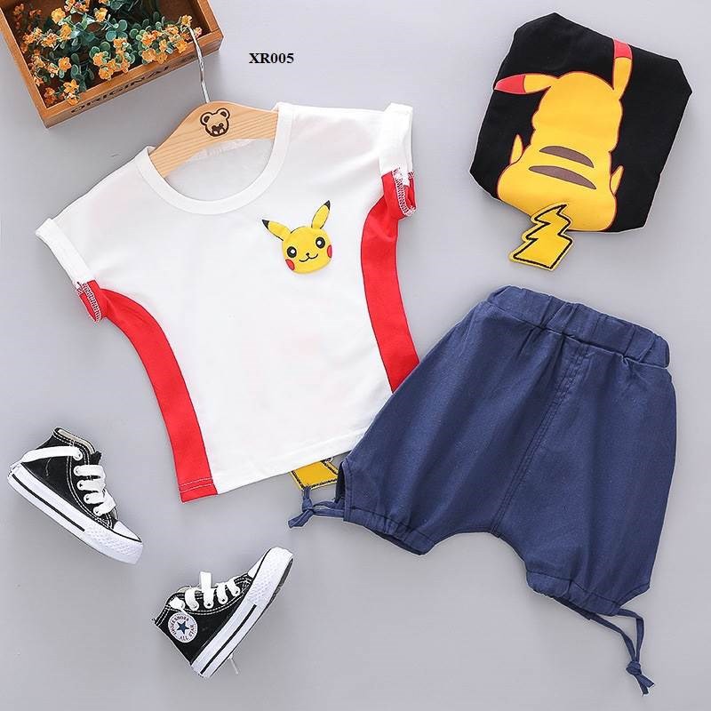 Bộ đồ bé trai hoạ tiết hoạt hình pikachu XR005