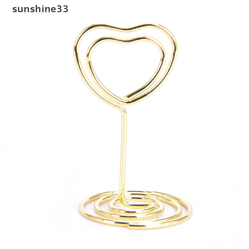 【SU】 Wedding Heart Photo Clip Table Number Stand Desktop Deco Metal Place Card Holder .