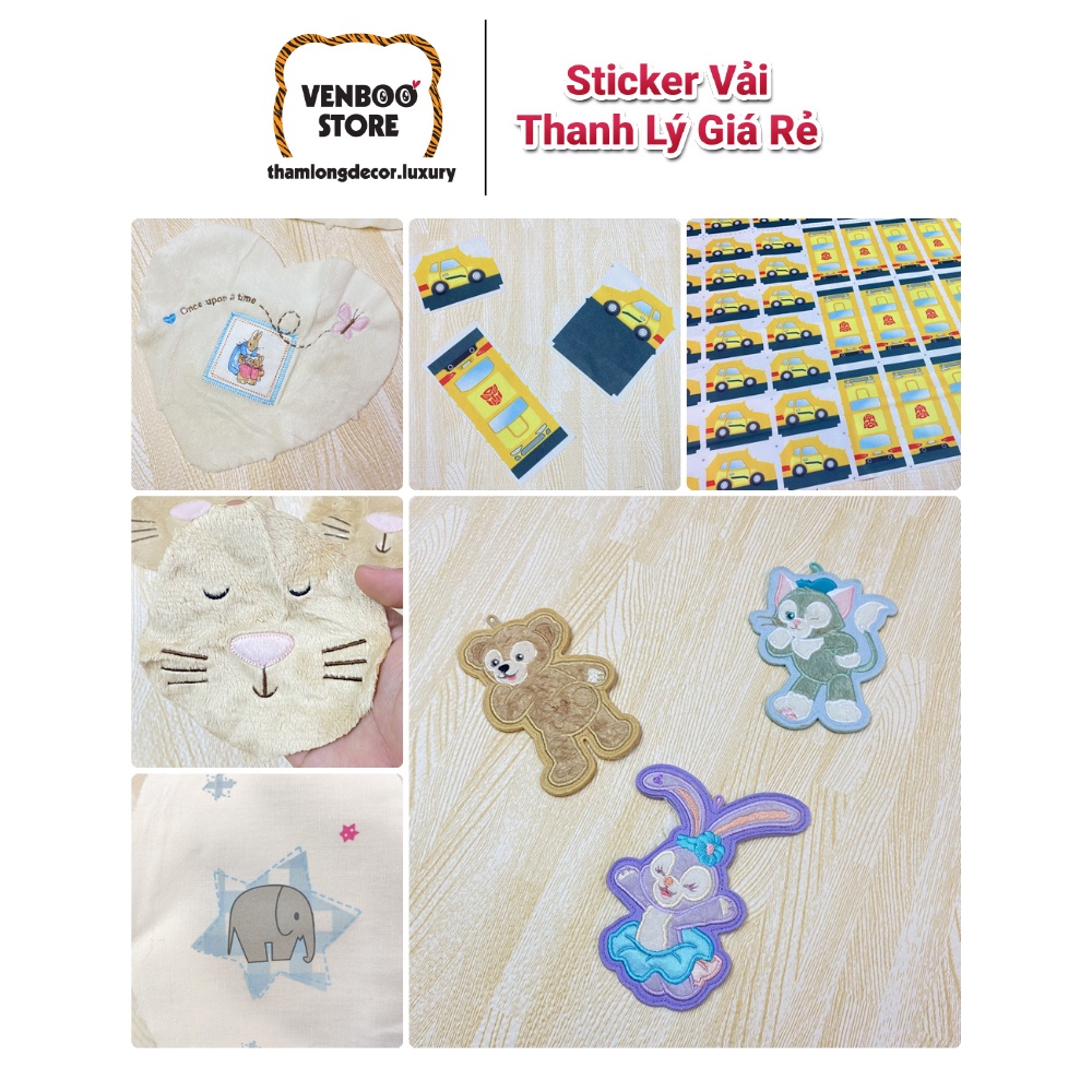 [Sale Nhanh] Sticker vải dán áo mũ nón | Miếng vải thêu hình gấu thỏ Decor đồ handmade