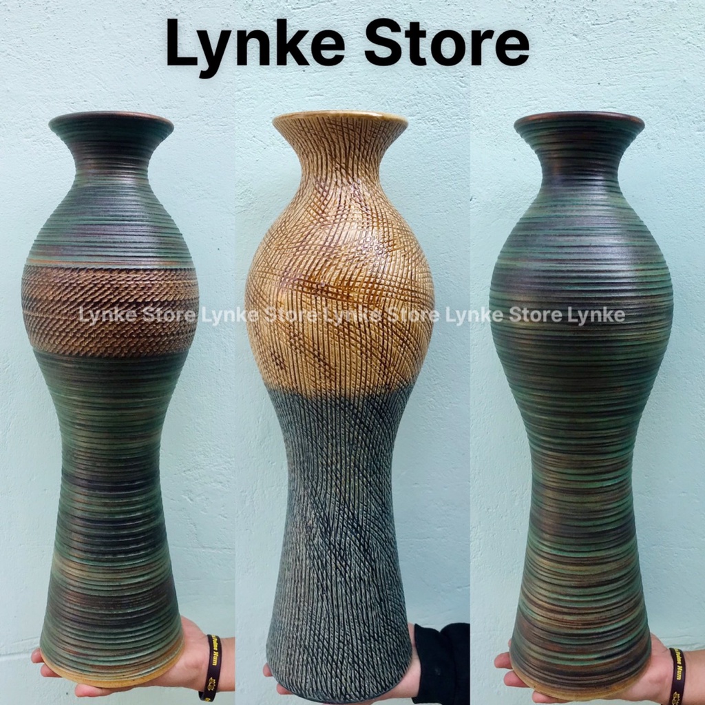 Bình Hoa Cao 50cm Gốm Mộc Lọ Hoa Cắm Đào Tuyết Mai Đẹp Gốm Sứ Bát Tràng - Lynke Store