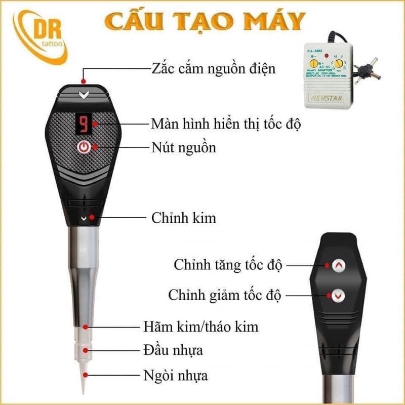 Máy dr tattoo ,máy phun xăm thần thánh thế hệ mới phun tạo hạt khắc sợi siêu nét