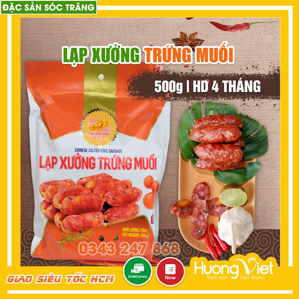 Lạp xưởng trứng muối Tân Huê Viên, lạp xưởng Sóc Trăng Mai Quế Lộ gia truyền đậm đà vị cay nhẹ túi 500g