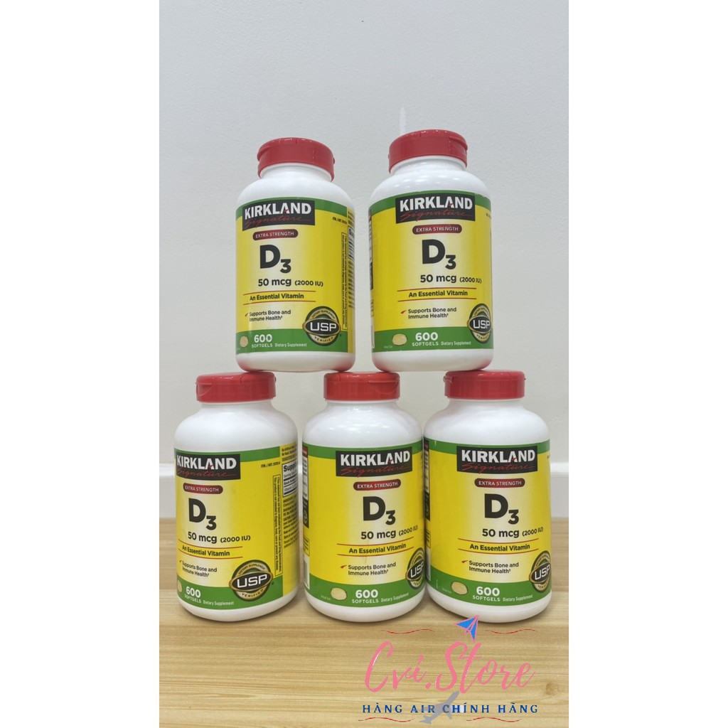 Viên Uống Vitamin D3 Kirkland Extra Strength D3 50mcg - Cvi Hàng Mỹ