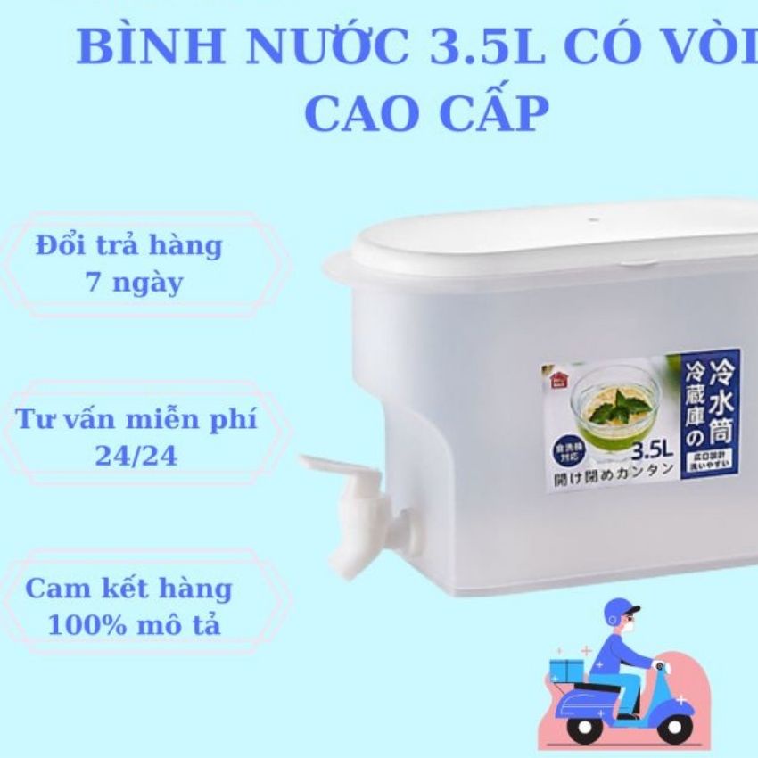 Bình Đựng Nước Có Vòi 3.5L Bảo Quản Nước Trái Cây Trà Tích Hợp Vòi - Chất Liệu Nhựa PP Cao Cấp An Toàn Kho Sỉ Sài Thành