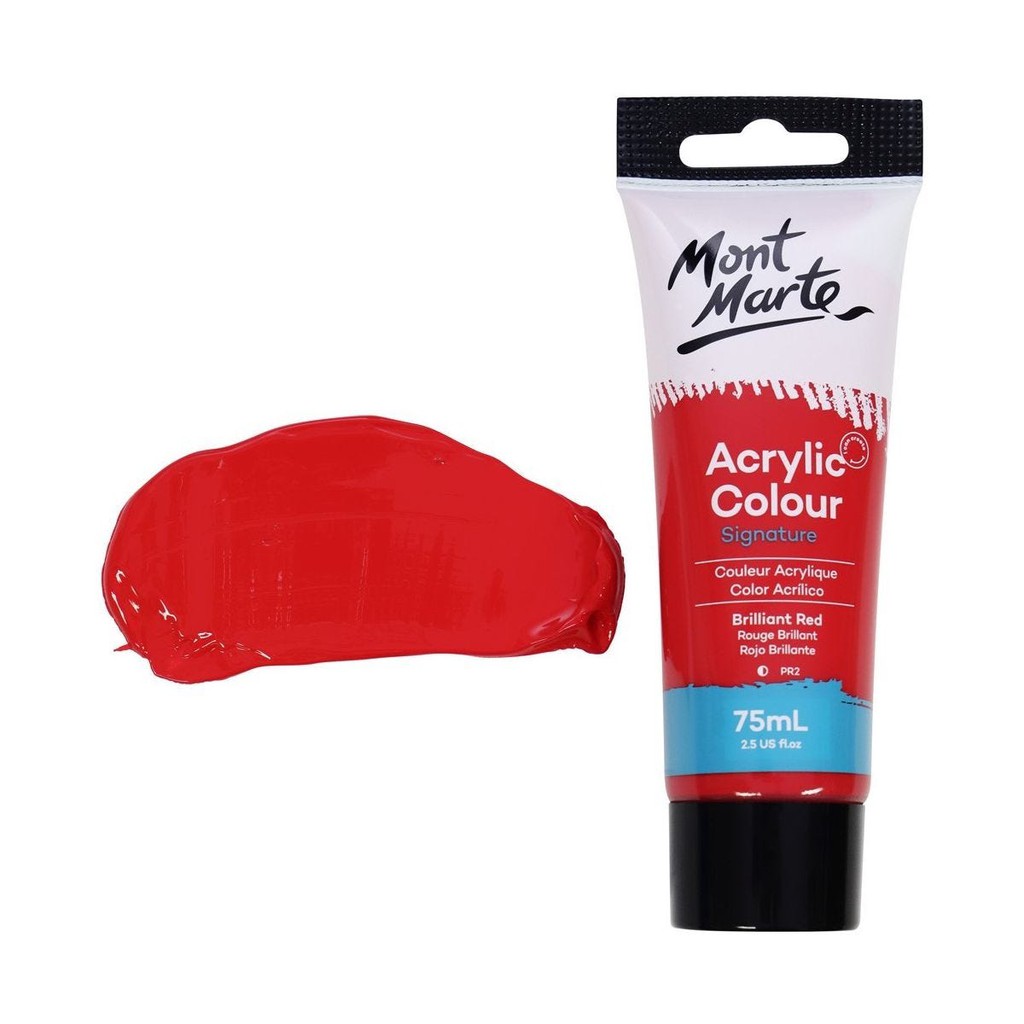 Màu Acrylic Mont Marte 75ml - Brilliant Red - Acrylic Colour Paint Signature 75ml (2.54oz) - MSCH7510