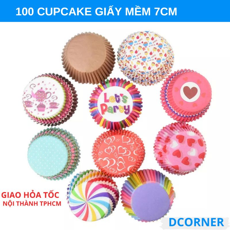 Lốc 100 Khuôn giấy cupcake, muffin mềm