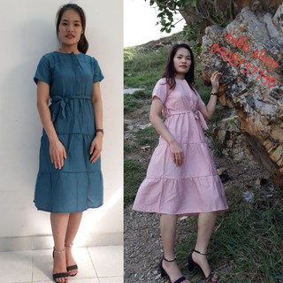 Đầm tầng xòe nơ eo xinh xắn