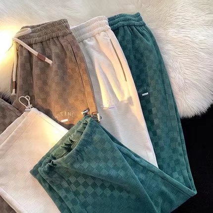 Quần Dài Thể Thao Ống Rộng Thời Trang Hàn Quốc Dành Cho Nam bigsize bông unisex Quần Thể Thao Nam Dài Sọc Ca Rô Thời