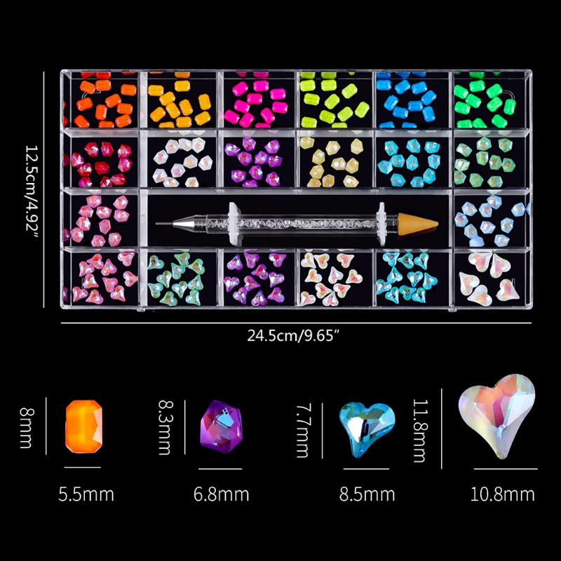 Hạt Pha Lê 3D Mặt Phẳng Trang Trí Móng Tay DIY