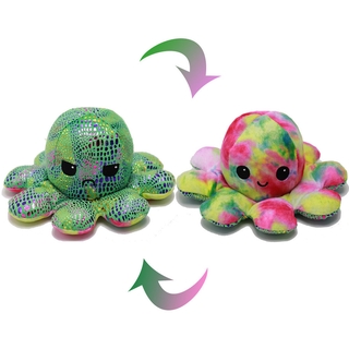 [TOYJAN code to refund 20K single 50K coins] 20CM Reversible Octopus two color Stuffed octopus with emotions #READYSTCK#COD
