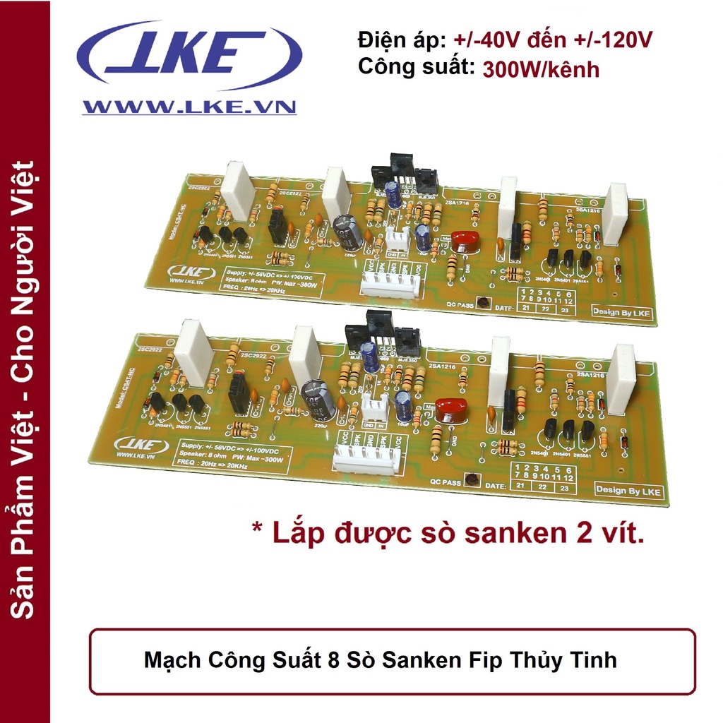1 Cặp mạch công suất 8 sò San-ken nhôm cánh Fip thủy tinh LKE