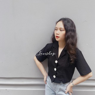 Áo Crop Cổ Vest