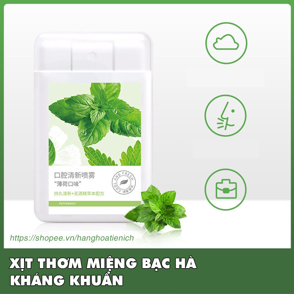 [Hương Bạc Hà] Xịt thơm miệng kháng khuẩn, vệ sinh răng miệng - Sản xuất bởi công nghệ sinh học quốc tế Bomei