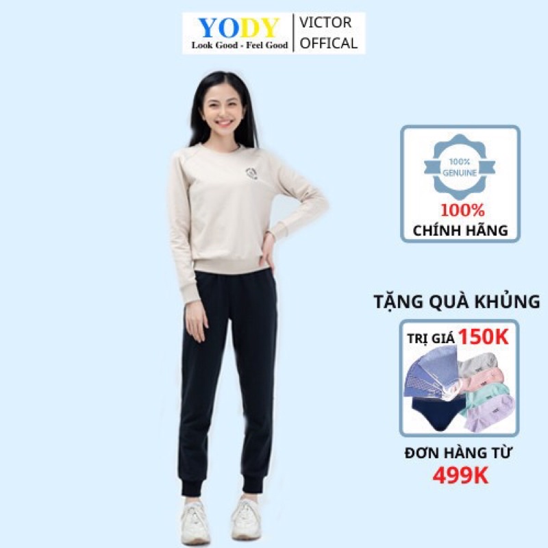 Bộ Đồ Nữ YODY In Logo Dài Tay Nỉ Da Cá, Set Nữ Mặc Nhà Thu Đông Cao Cấp Nhiều Màu Chính Hãng BTN4012