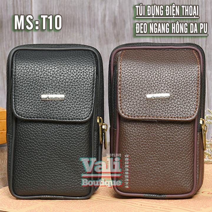 Túi đựng điện thoại da PU đeo ngang hông kiểu dọc T10 nắp gập 2 ngăn - Túi đeo thắt lưng giả da PU kiểu dọc - nâu, đen | BigBuy360 - bigbuy360.vn