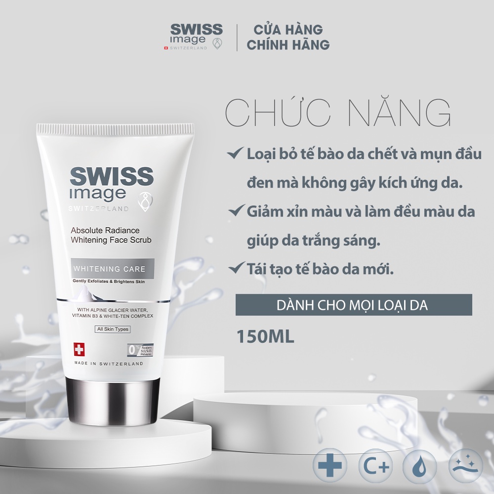 Tẩy tế bào chết dưỡng trắng da Swiss Image Absolute Whitening Face Scrub 150ml