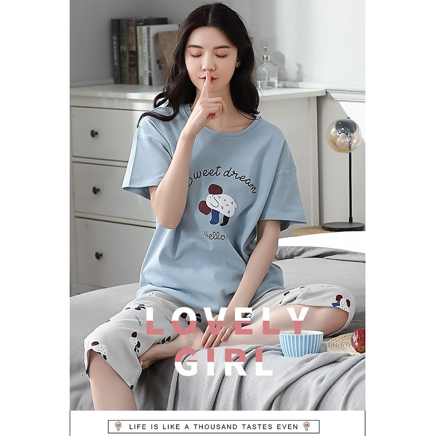 Đồ bộ, đồ mặc nhà nữ tay ngắn quần lửng đáng yêu - MH5007