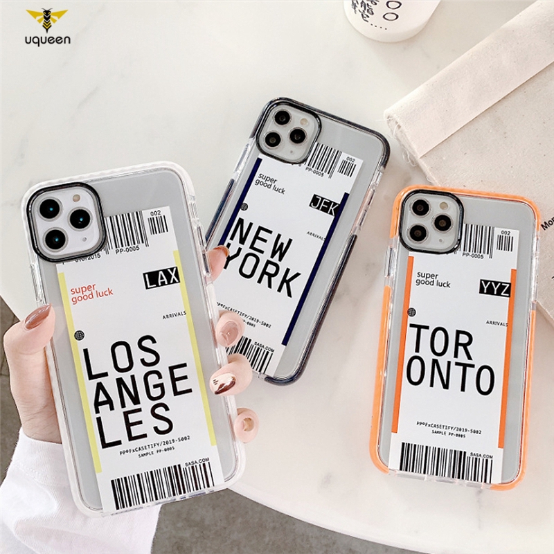 UQ Funny Travel City Boarding Pass Phone Case For iphone 11 Pro Max XR X XS Max 7 8 plus Back Cover Silicone Soft Cases Cute Funda