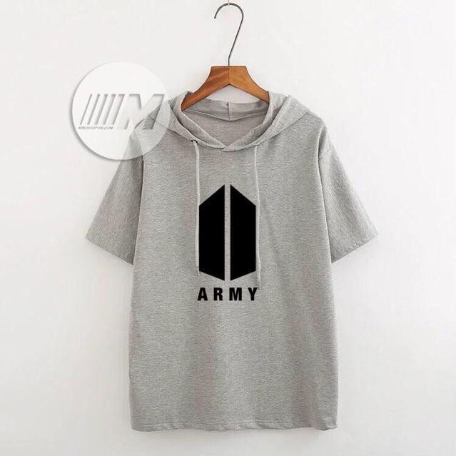 Áo hoodie tay lỡ nam nữ bts xám