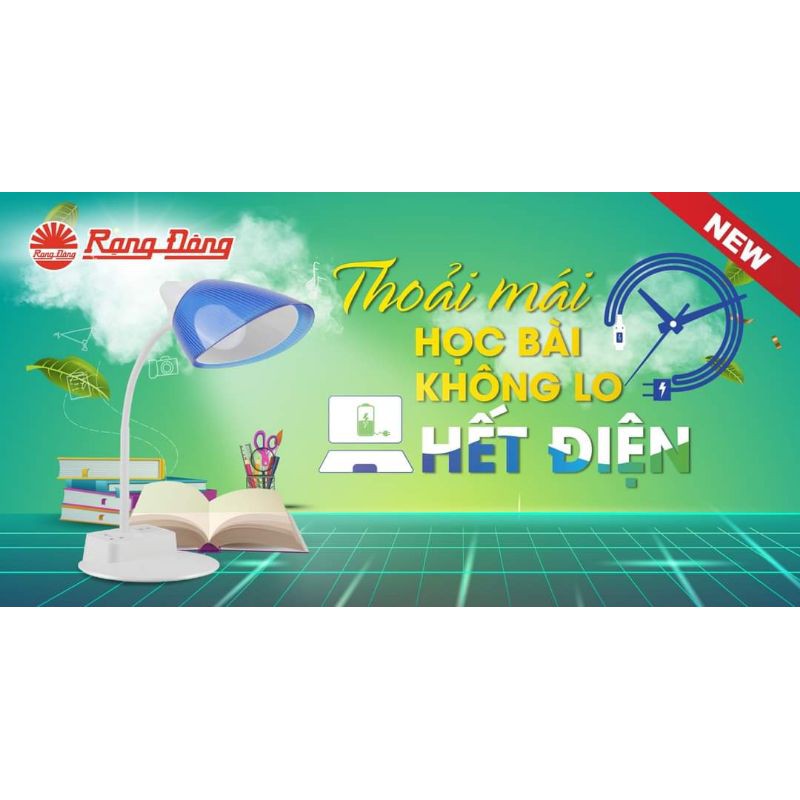 Đèn học chống cận 8W Sunlike tích hợp ổ cắm và sạc điện thoại Rạng Đông cao cấp chính hãng RD-RL-40