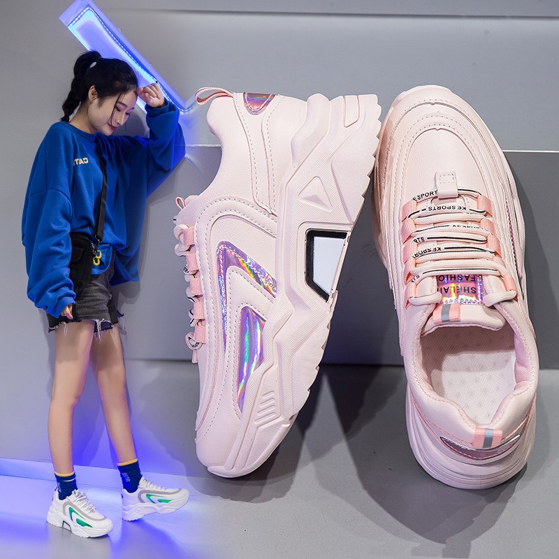 Giày thể thao nữ Phản quang, Clunky Sneaker, 💥Phong cách Hàn Quốc 2020 mẫu mới😍 3 màu có sẵn (D203) | BigBuy360 - bigbuy360.vn