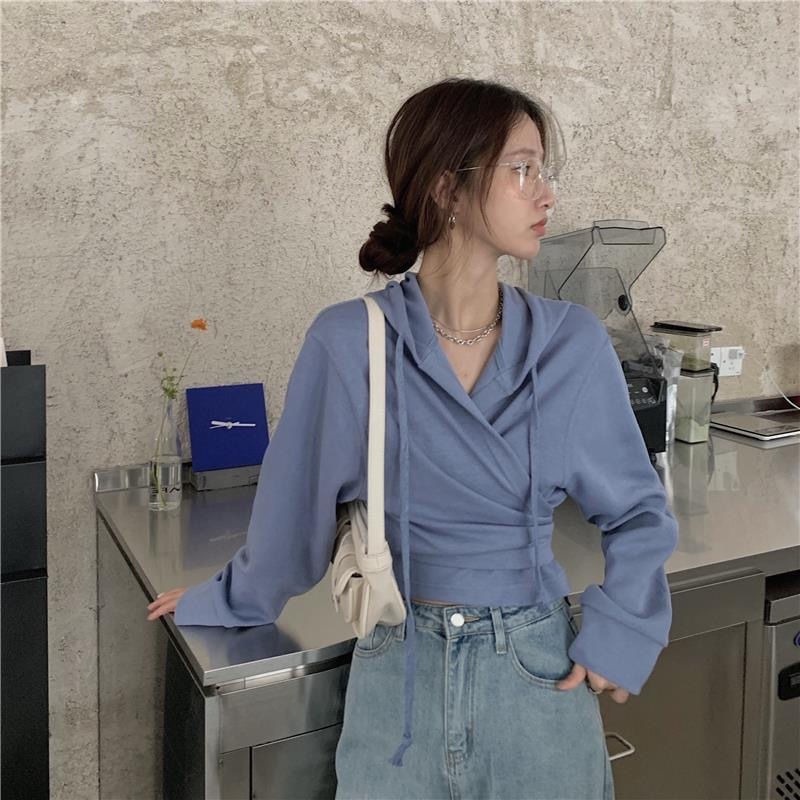 Áo hoodie lửng dài tay thiết kế mới cho nữ